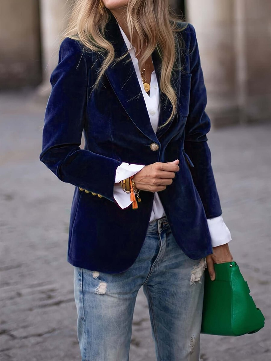 Annelise-Erna | Women's Velvet Single-Breasted Blazer Vest Jacket