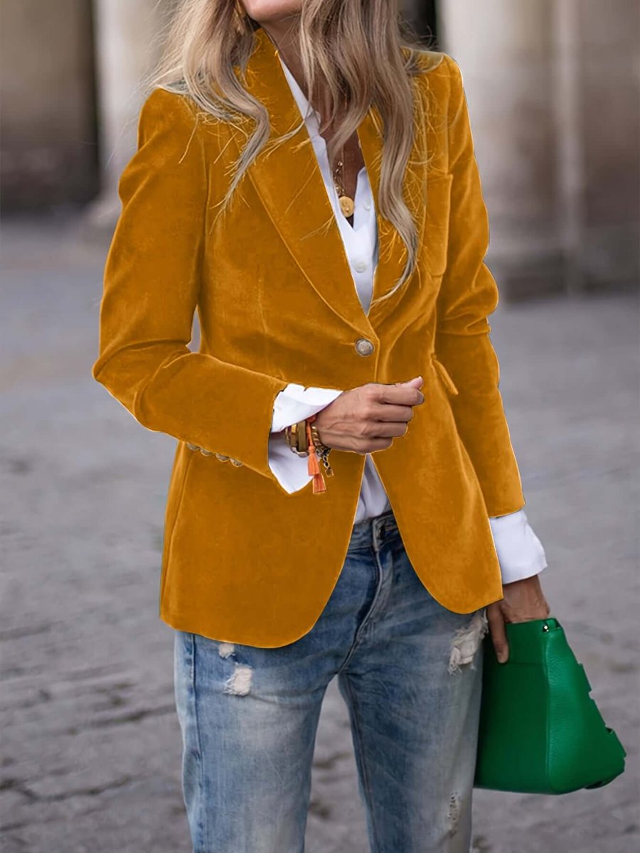 Annelise-Erna | Women's Velvet Single-Breasted Blazer Vest Jacket