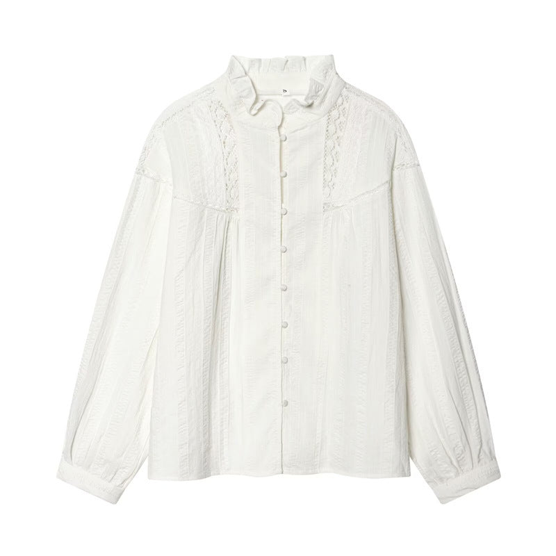 Martha | Women's Victorian Lace Stand-Collar Blouse