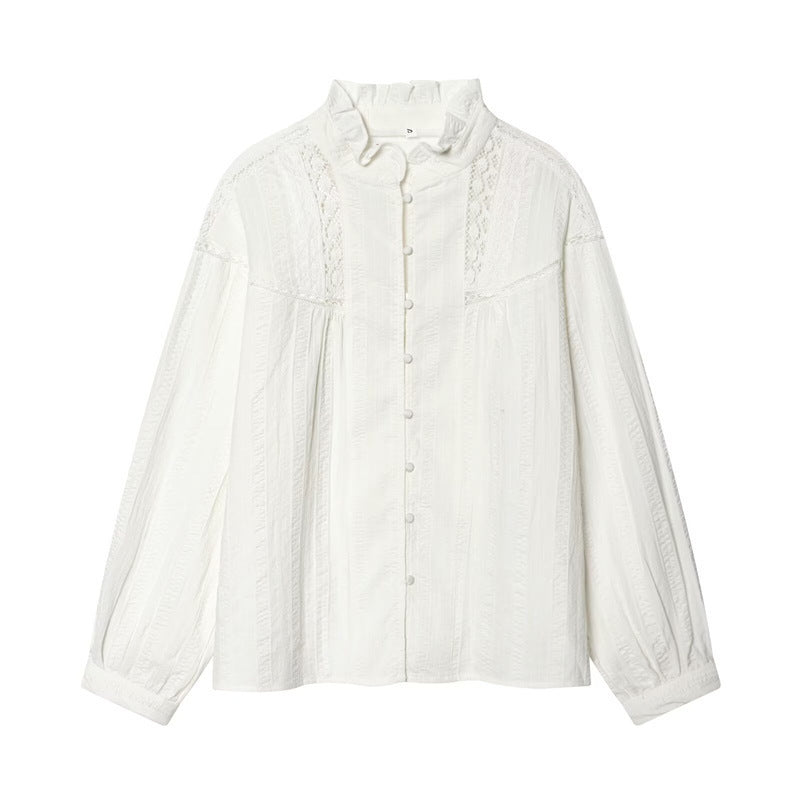 Martha | Women's Victorian Lace Stand-Collar Blouse