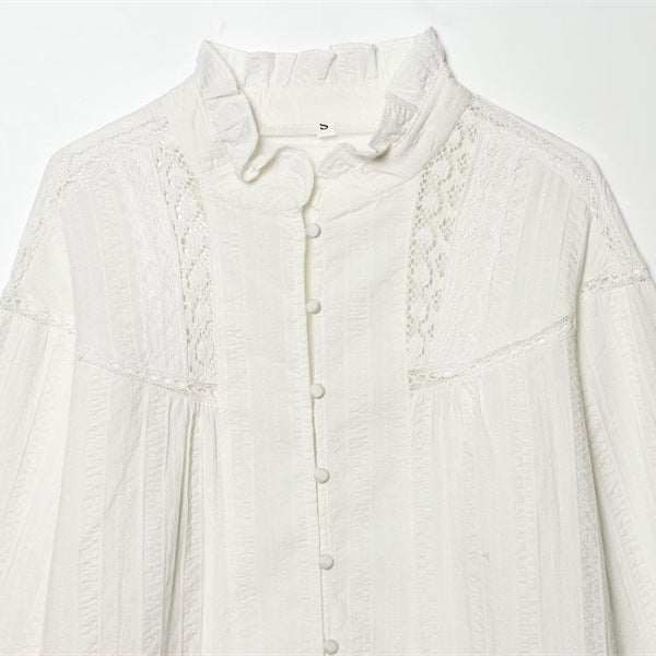 Martha | Women's Victorian Lace Stand-Collar Blouse