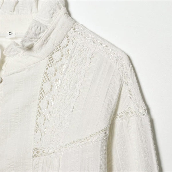 Martha | Women's Victorian Lace Stand-Collar Blouse