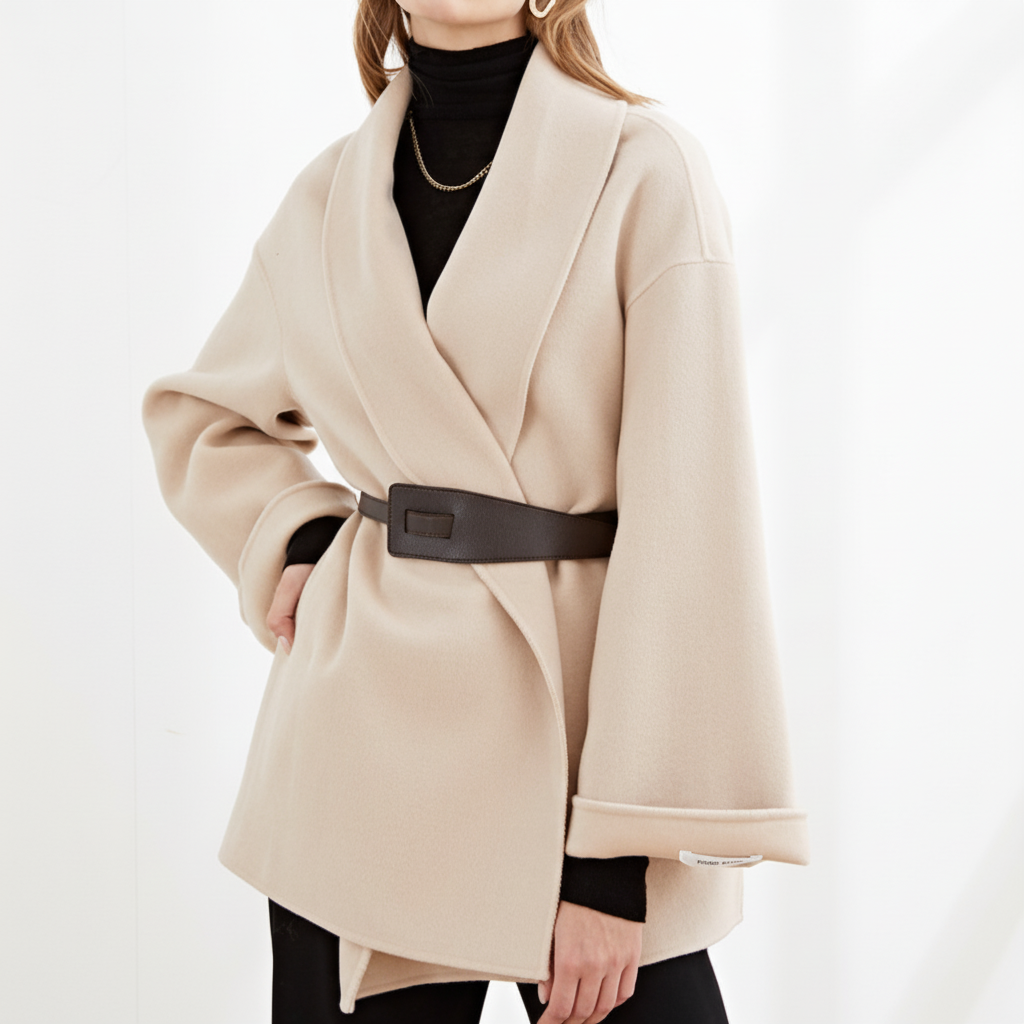 Isabelle | Women's Wide-Lapel Wrap Coat with Tie Belt