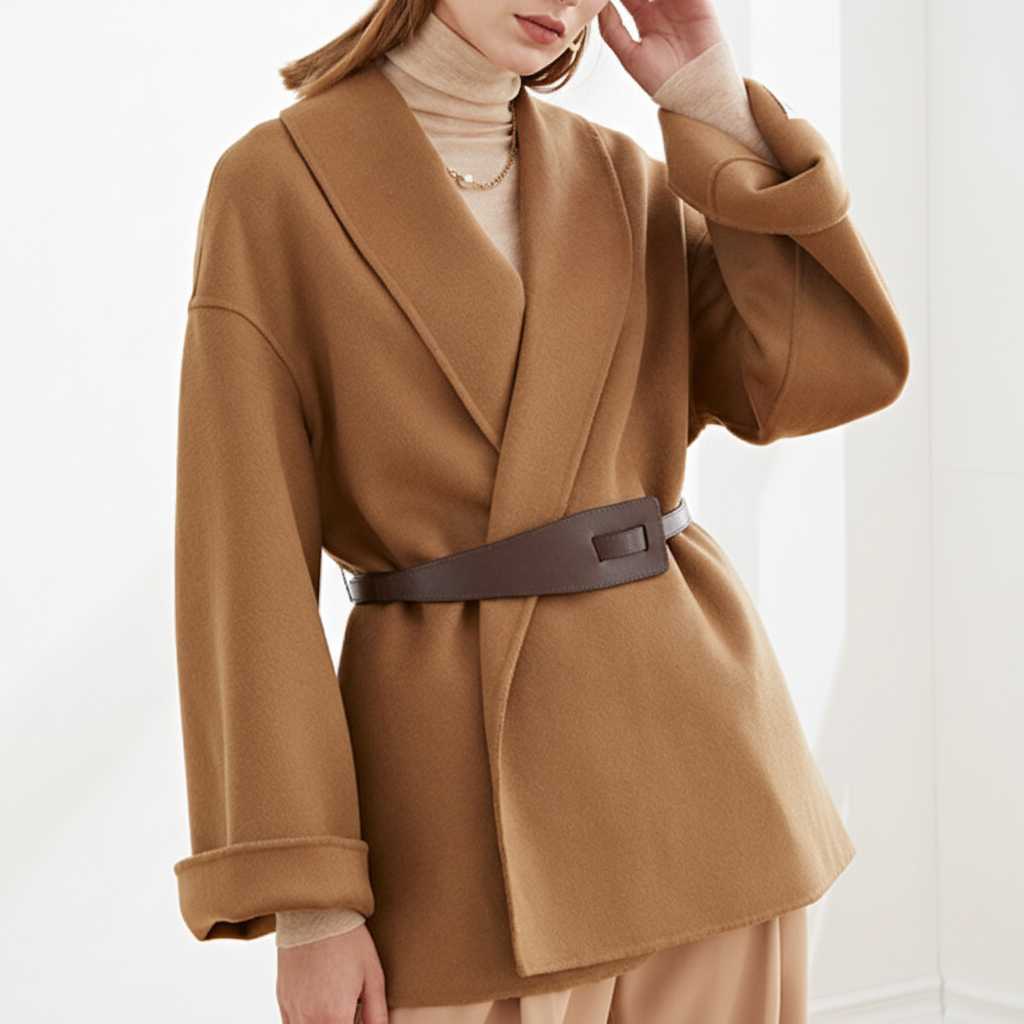 Isabelle | Women's Wide-Lapel Wrap Coat with Tie Belt