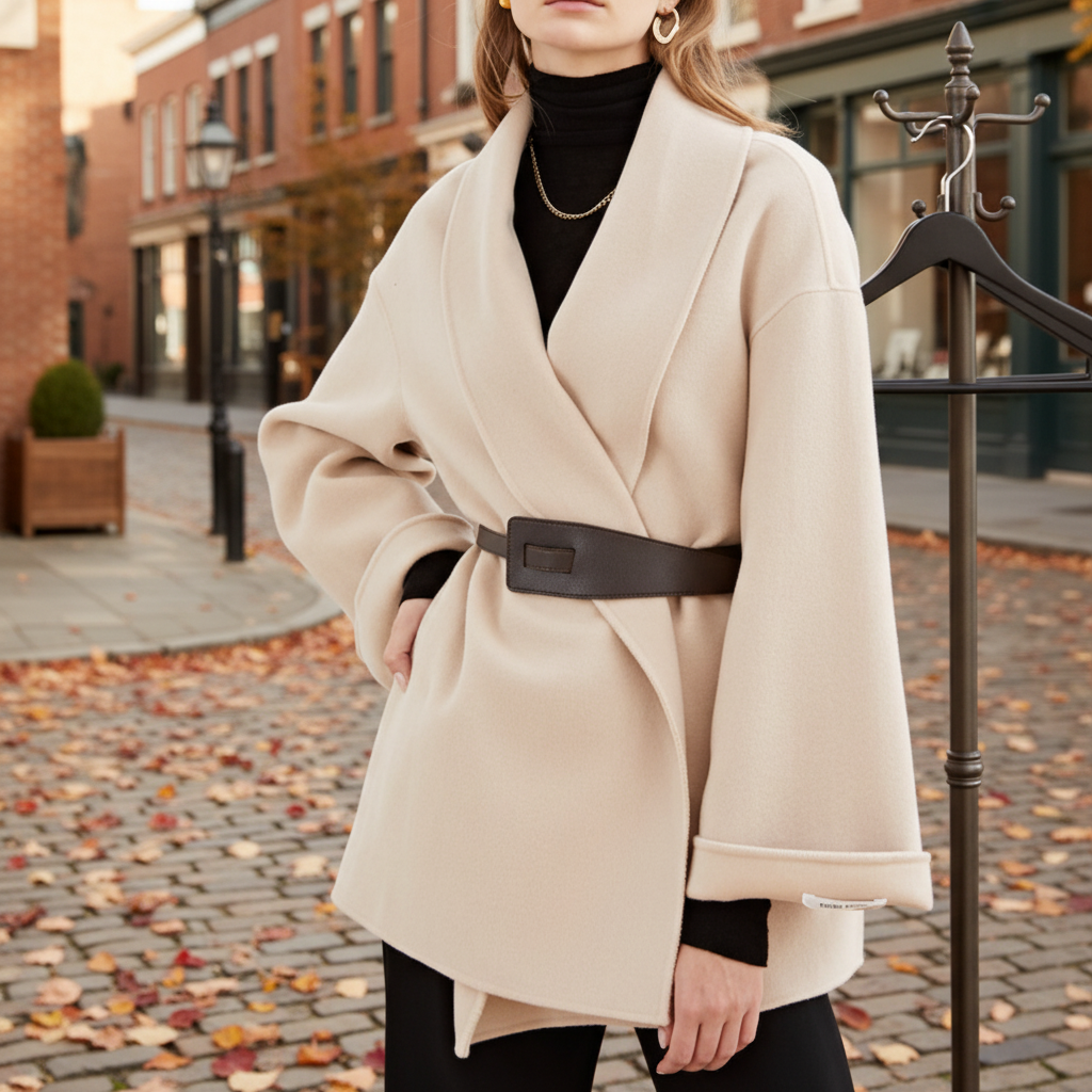 Isabelle | Women's Wide-Lapel Wrap Coat with Tie Belt