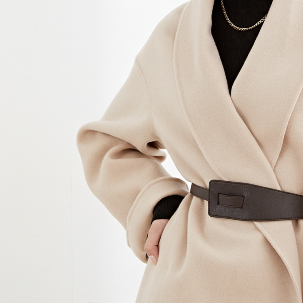 Isabelle | Women's Wide-Lapel Wrap Coat with Tie Belt