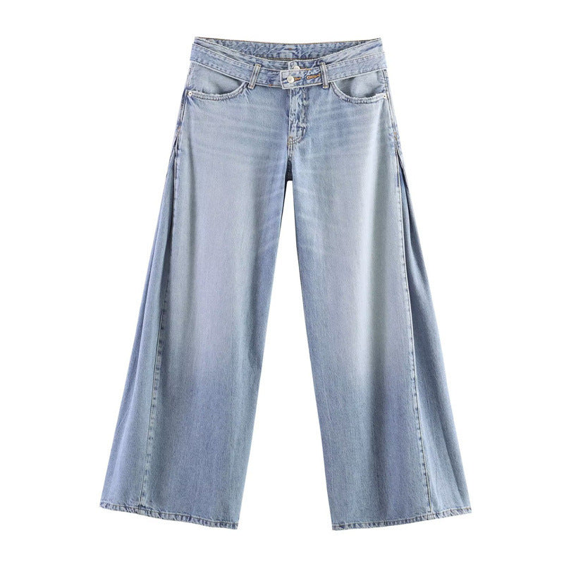 Lillian | Women's Wide-Leg High-Waist Jeans with Side-Slit Skirt Hem