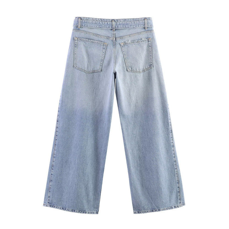 Lillian | Women's Wide-Leg High-Waist Jeans with Side-Slit Skirt Hem
