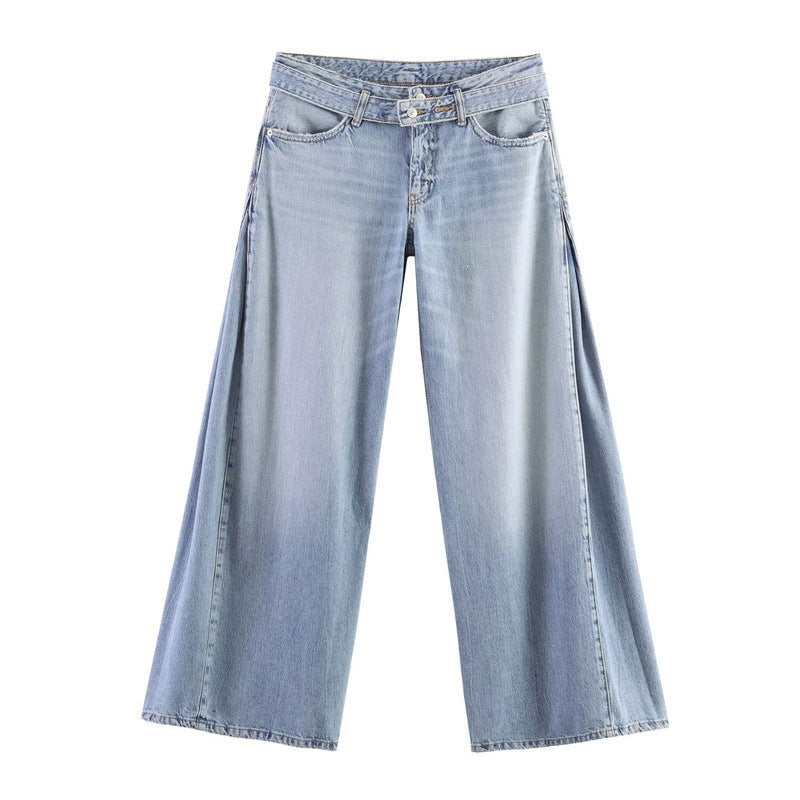 Lillian | Women's Wide-Leg High-Waist Jeans with Side-Slit Skirt Hem