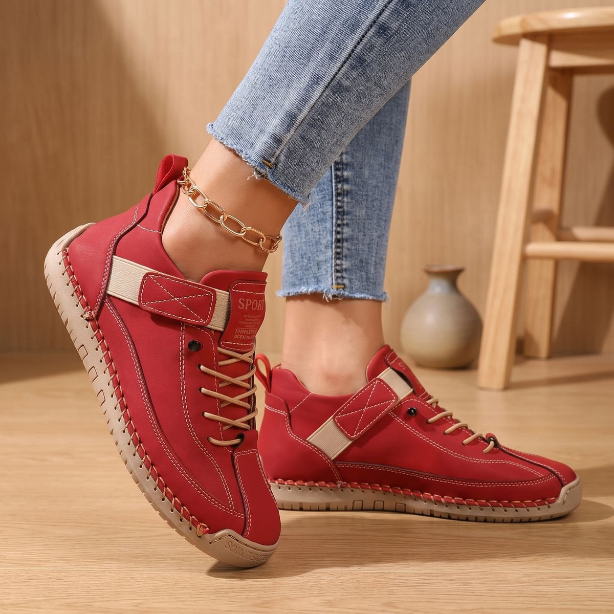 Sybil-Camilla | Women's Wide-Toe Arch-Support Lace-Up Sneakers