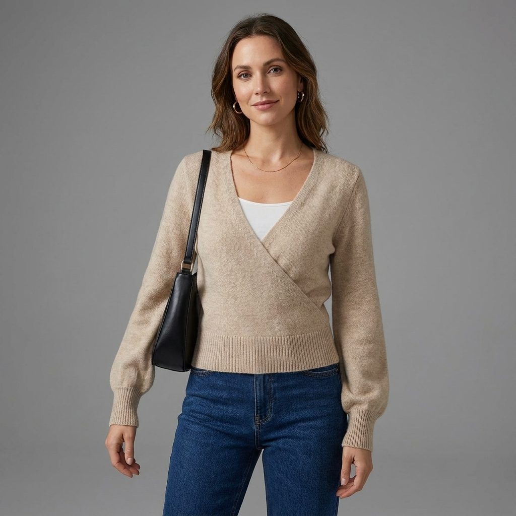 Margot | Women's Wrap-Front Cropped Sweater