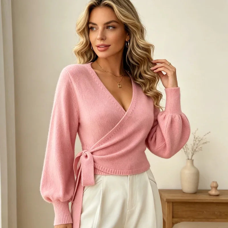 Margot | Women's Wrap-Front Cropped Sweater