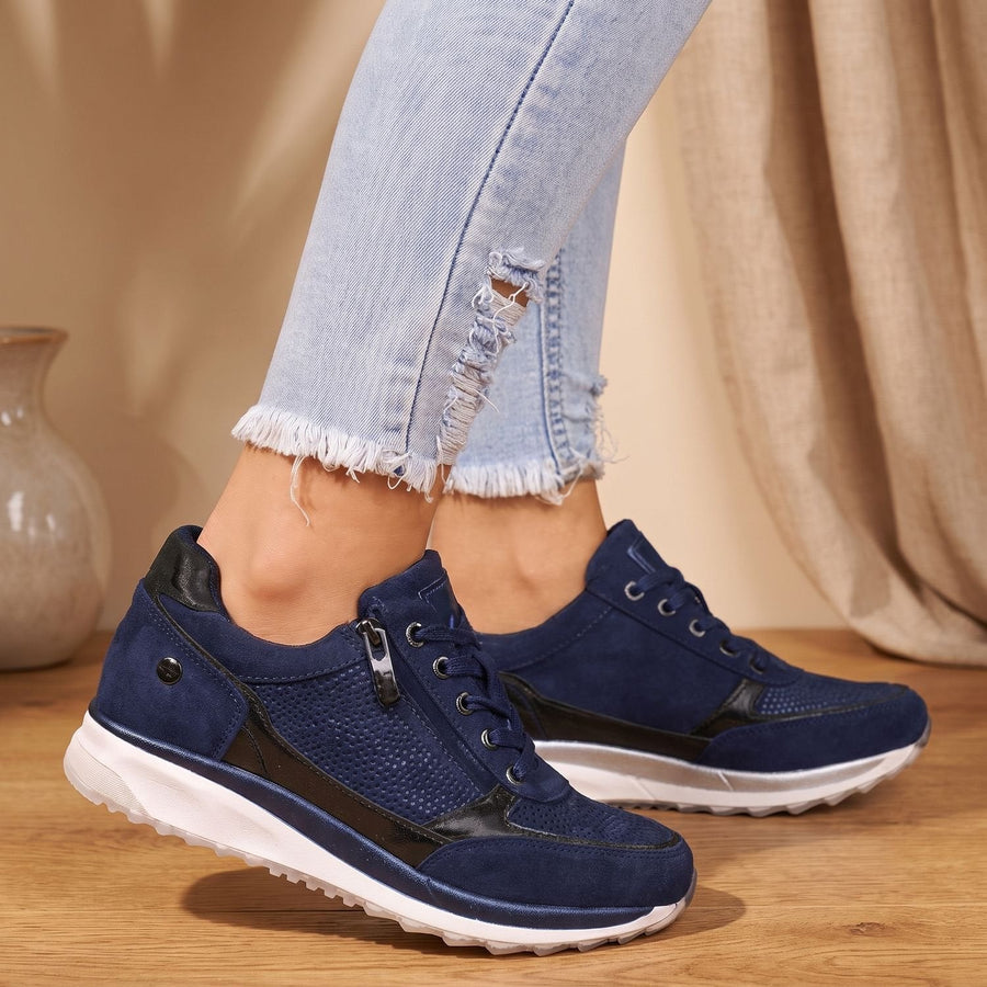 Cecile-Simone | Women's Zip-Up Lace-Up Comfort Sneakers
