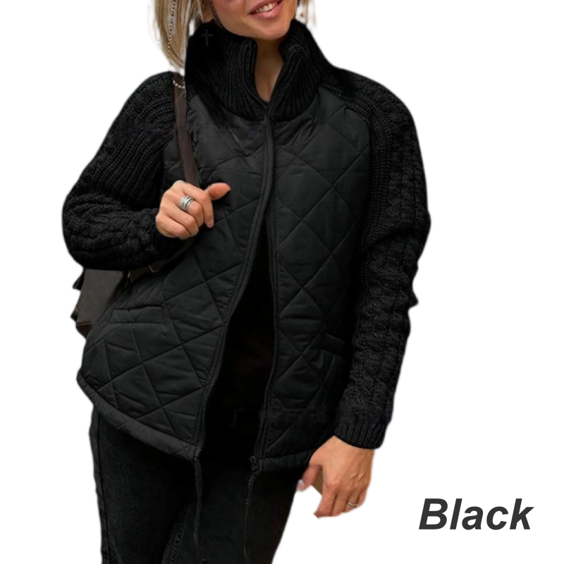 Corisanna | Women's Quilted Knit-Sleeve Zip Jacket