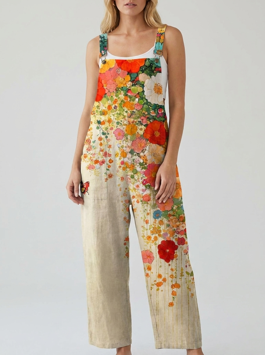 Celestine | Women's Floral Print Sleeveless Wide-Leg Jumpsuit
