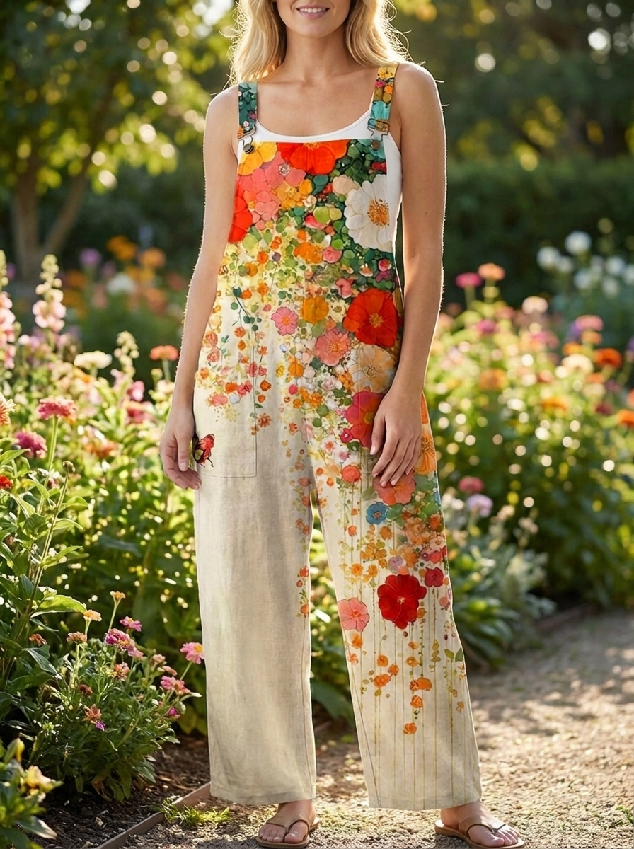 Celestine | Women's Floral Print Sleeveless Wide-Leg Jumpsuit