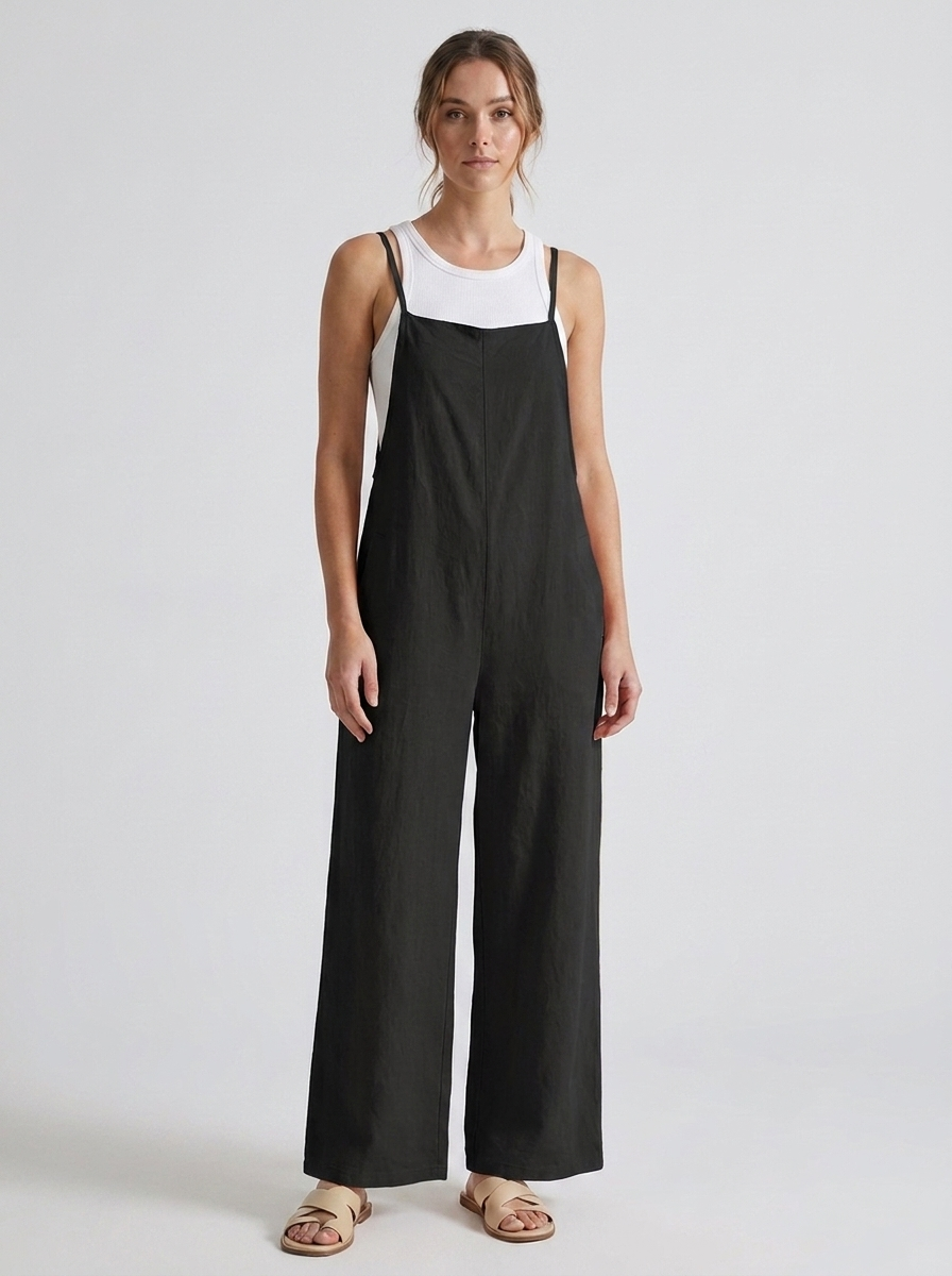 Genevieve | Women's Linen Wide-Leg Overall Jumpsuit