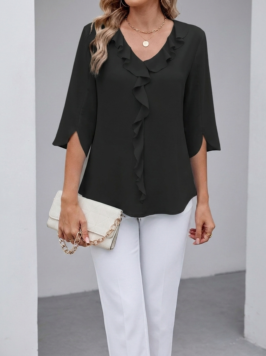Marceline | Women's Ruffle V-Neck Chiffon Blouse