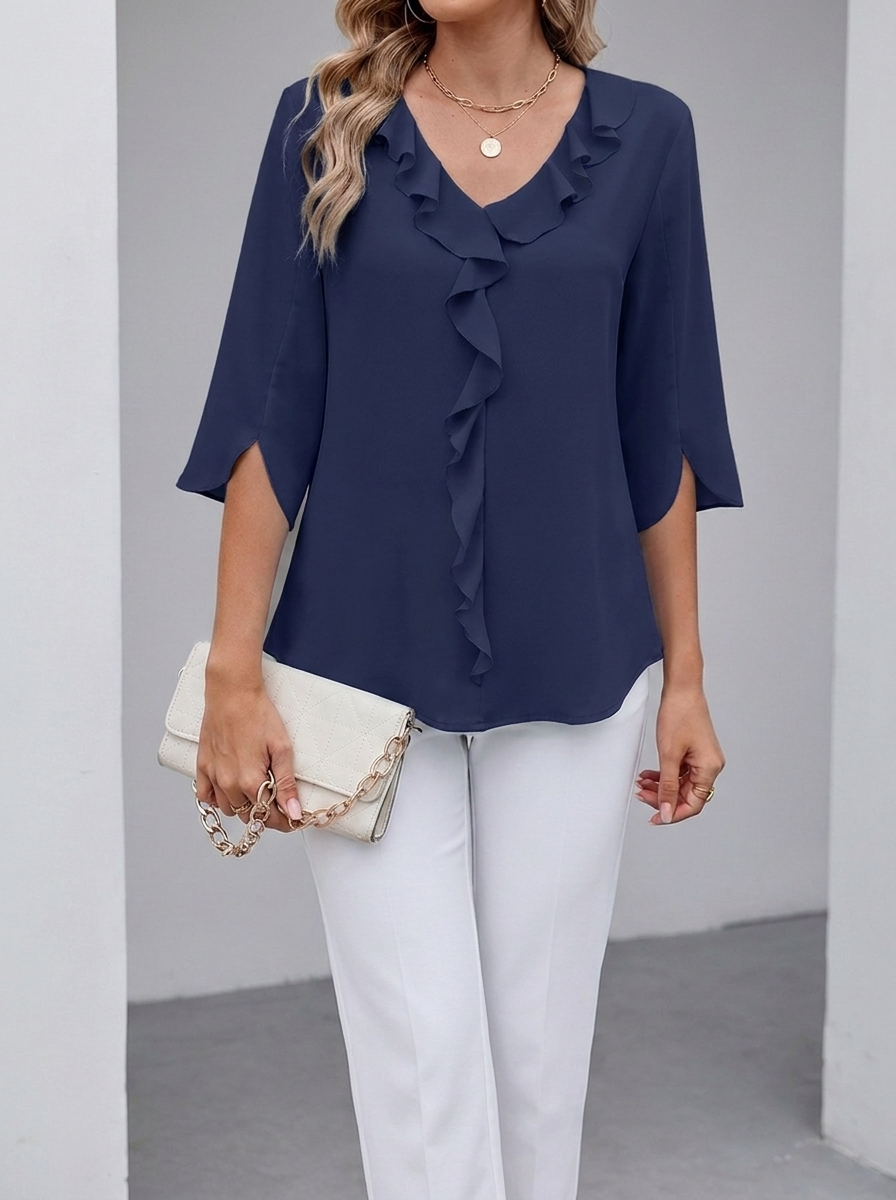 Marceline | Women's Ruffle V-Neck Chiffon Blouse
