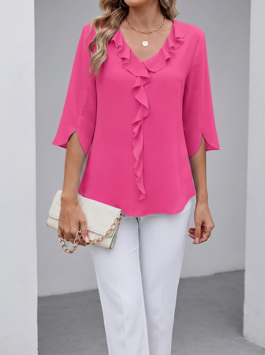 Marceline | Women's Ruffle V-Neck Chiffon Blouse