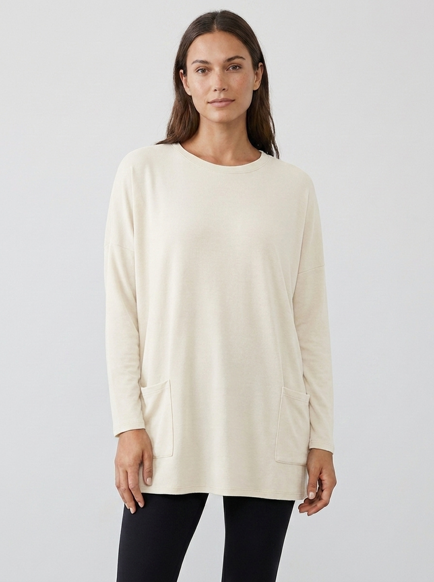 Vianne | Women's Oversized Long-Sleeve Pocket Tunic Top