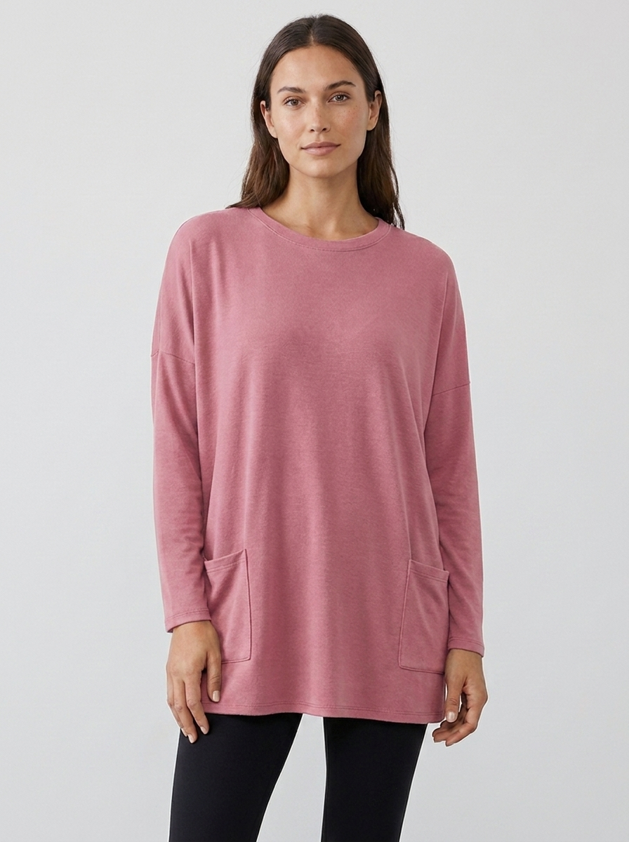 Vianne | Women's Oversized Long-Sleeve Pocket Tunic Top