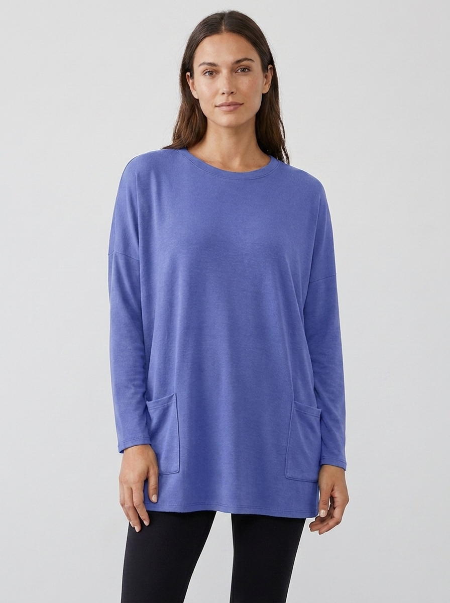 Vianne | Women's Oversized Long-Sleeve Pocket Tunic Top