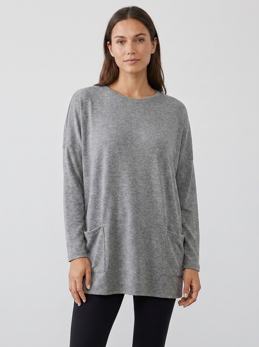 Vianne | Women's Oversized Long-Sleeve Pocket Tunic Top