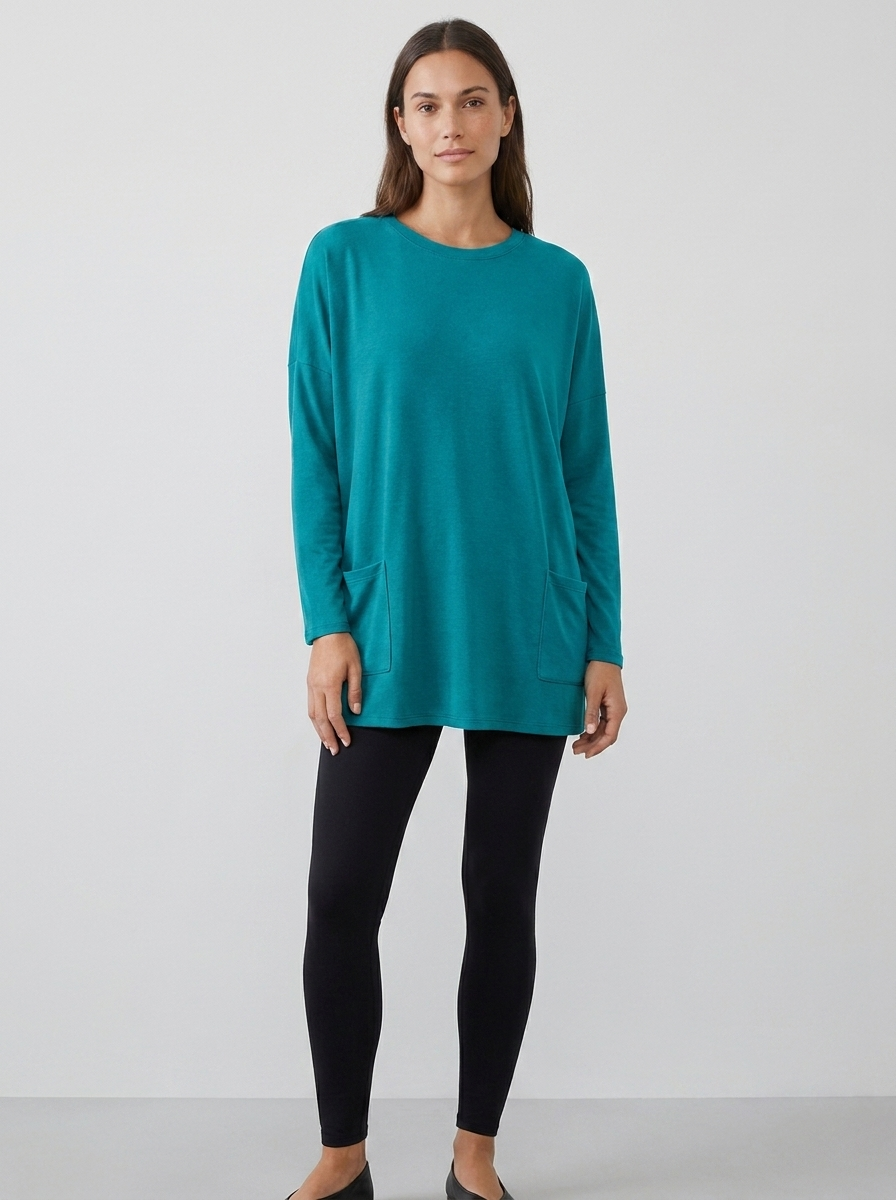 Vianne | Women's Oversized Long-Sleeve Pocket Tunic Top