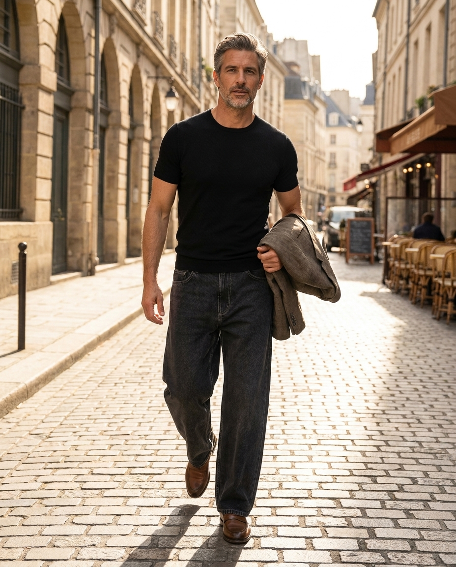 Sean | Men's Spring Relaxed Wide-Leg Denim Pants