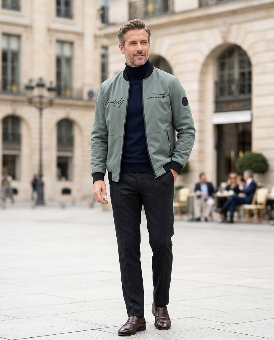 Samuel | Men's Stylish Zip-Up Bomber Jacket with Logo