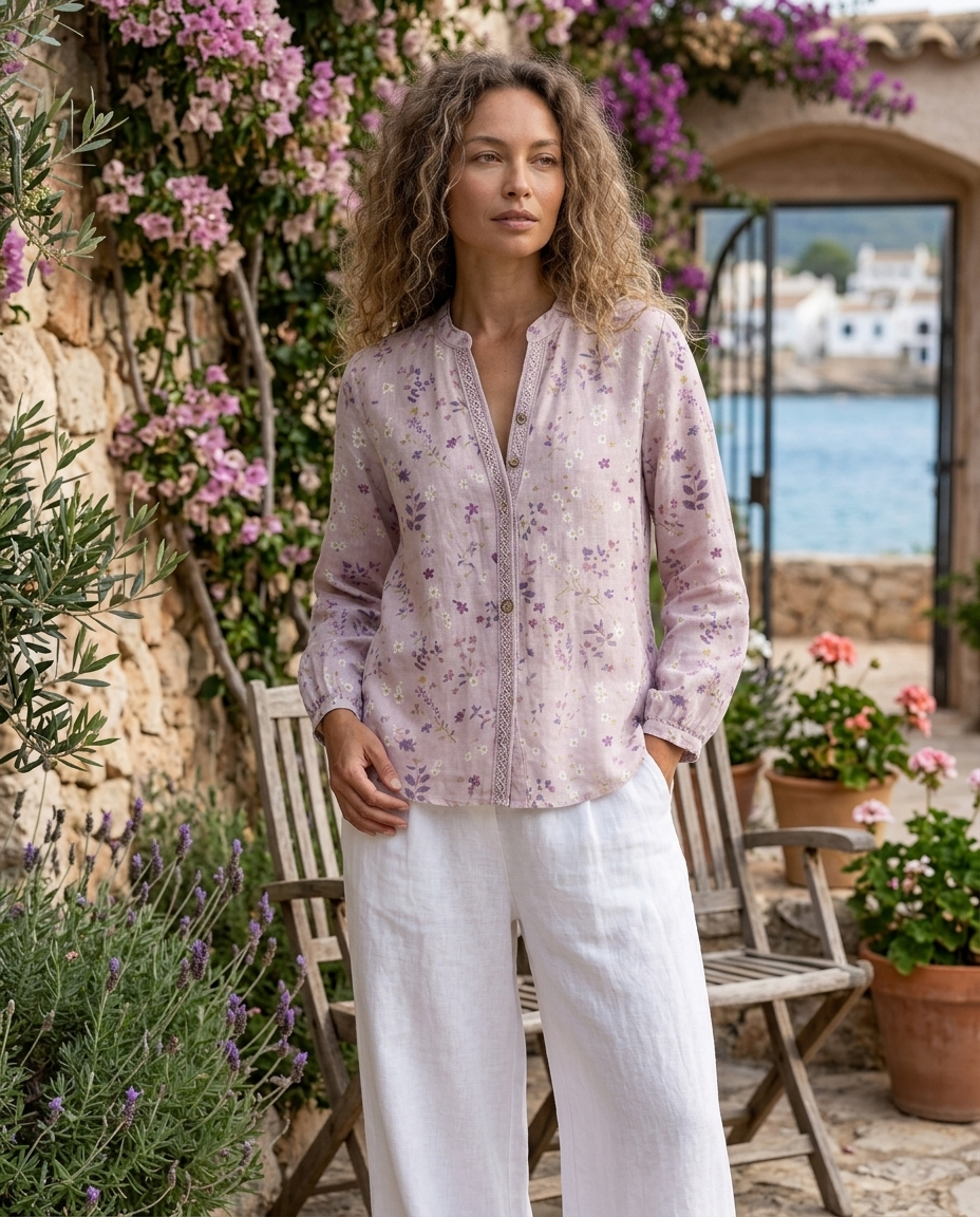 Cosette | Women's Boho Linen Button-Down Blouse