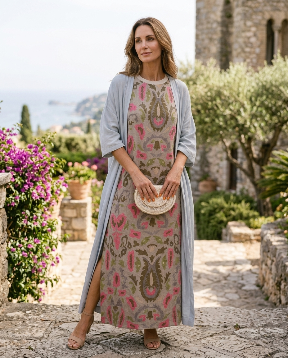 Isla | Women's Floral Sleeveless Maxi Dress Matching Shawl Set