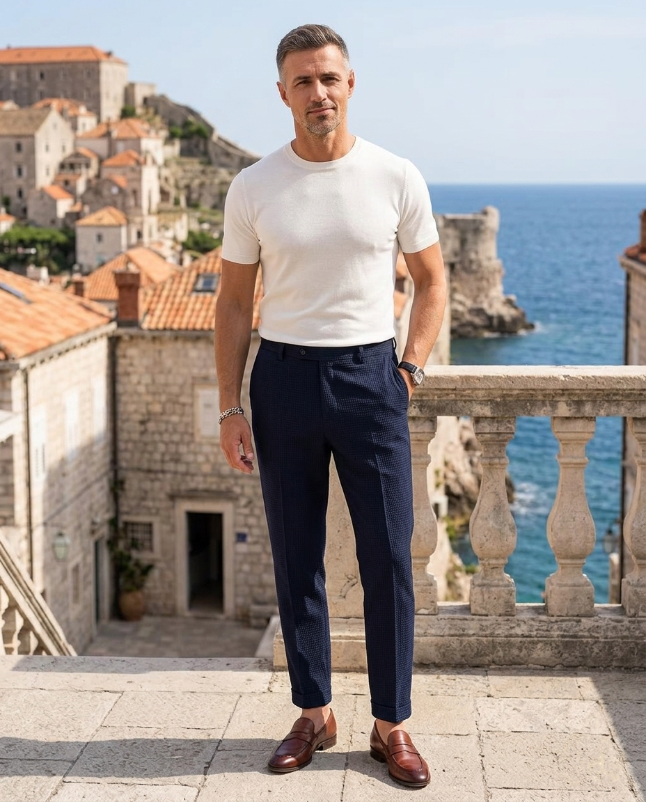 Oliver | Men Textured Slim Fit Dress Trousers