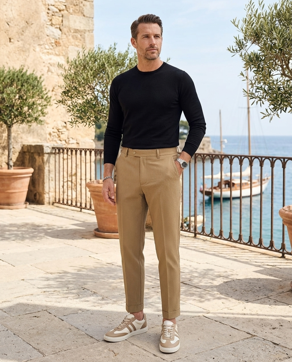 Oliver | Men Textured Slim Fit Dress Trousers