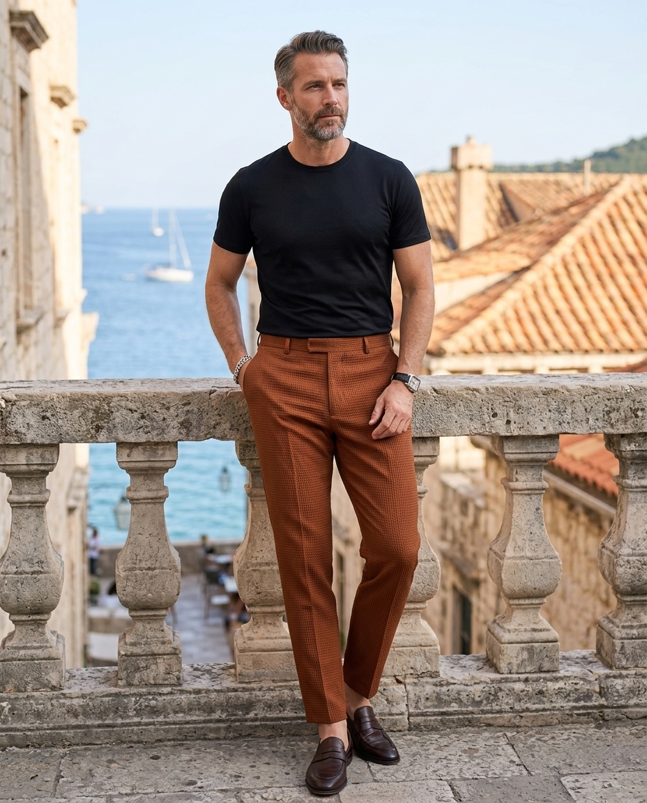 Oliver | Men Textured Slim Fit Dress Trousers
