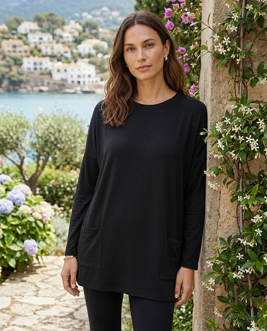 Vianne | Women's Oversized Long-Sleeve Pocket Tunic Top