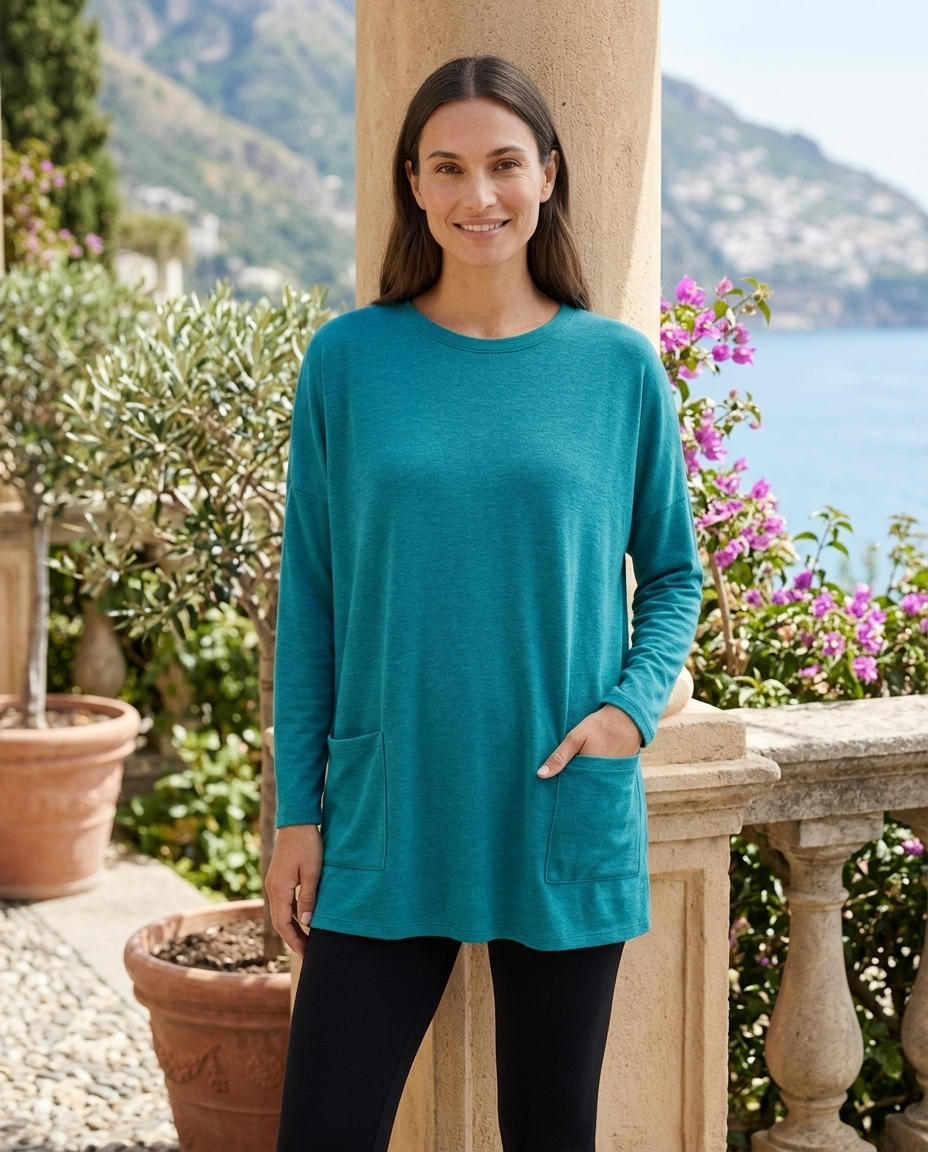 Vianne | Women's Oversized Long-Sleeve Pocket Tunic Top