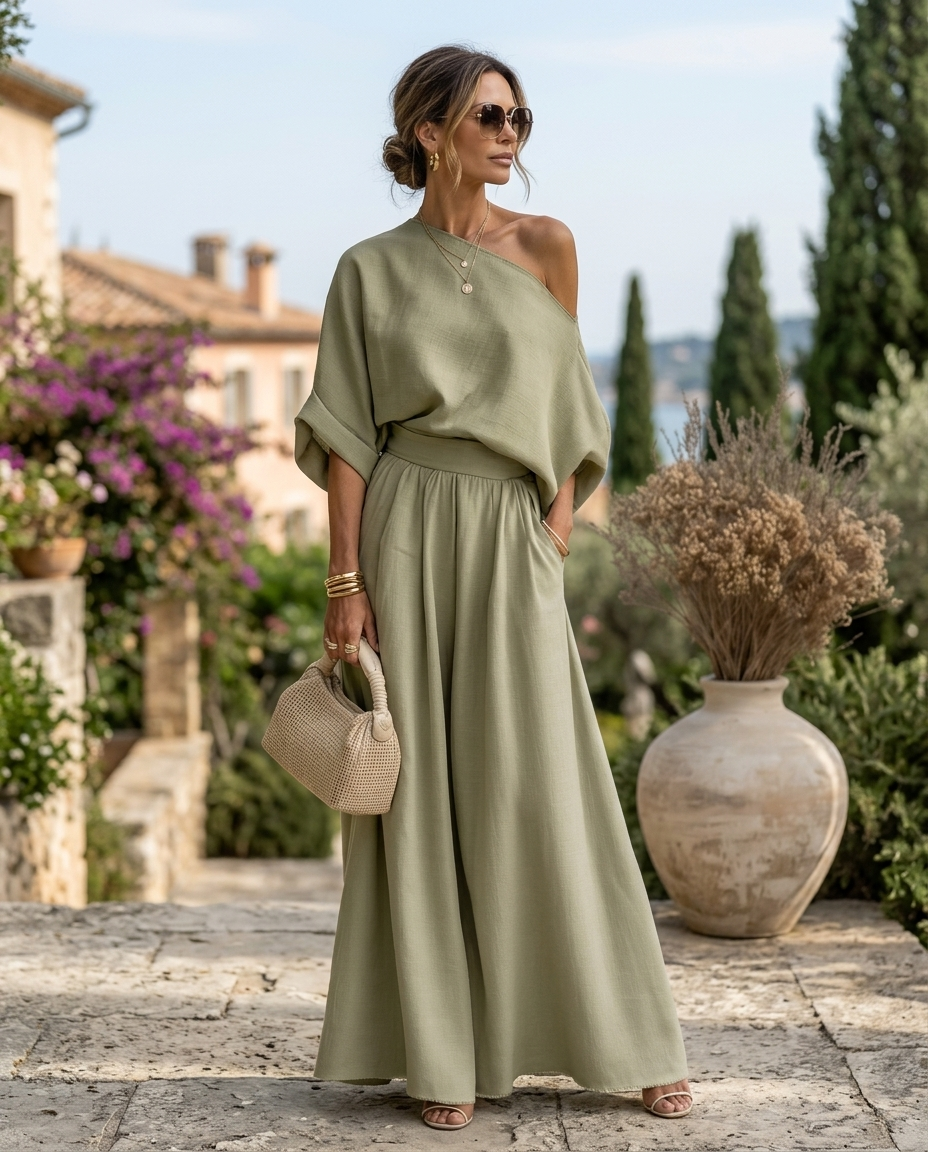 Anwen | Women's Two Piece Set Wide Leg Pants & Blouse