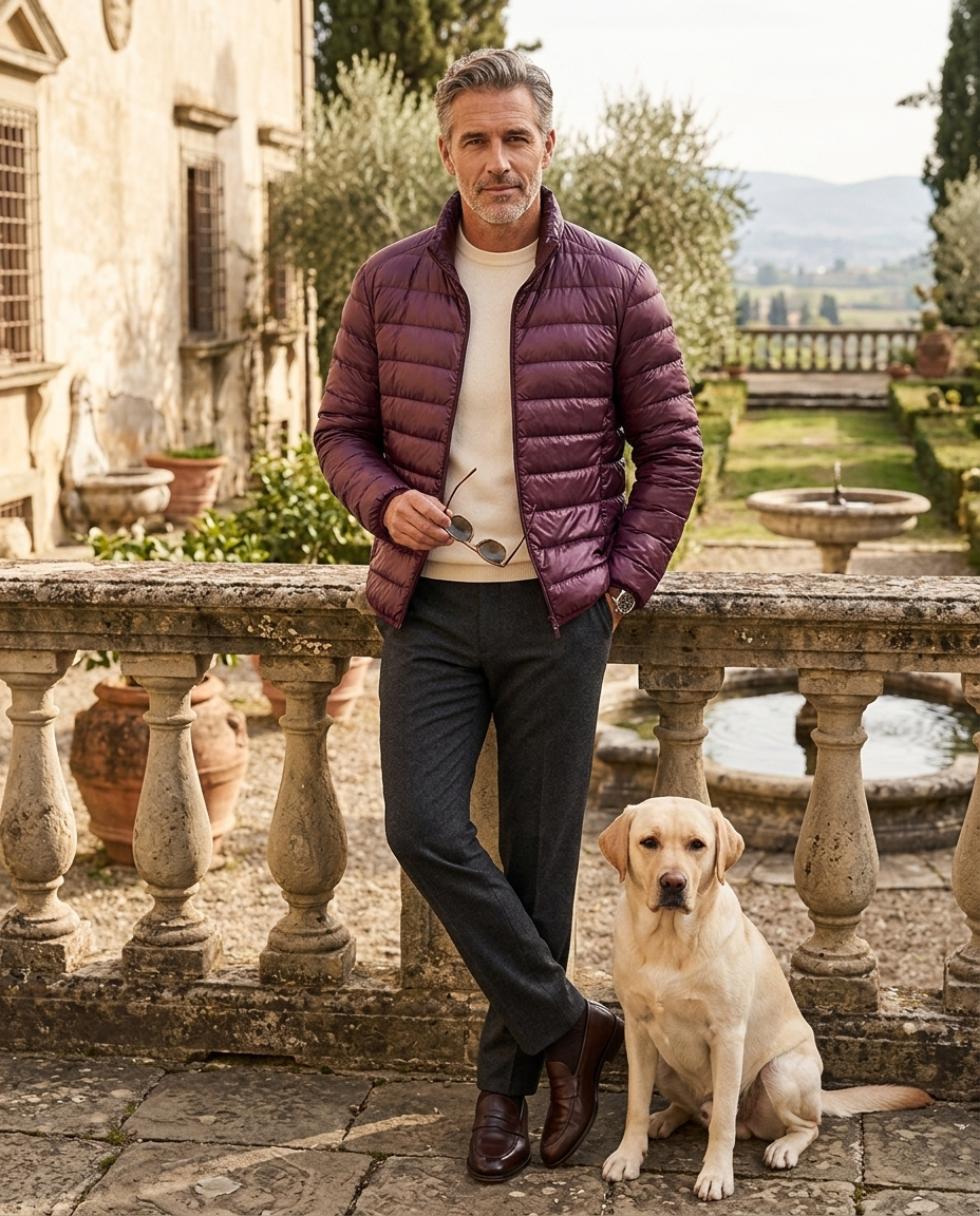 Marcus Men's Lightweight Packable Puffer Jacket in Red