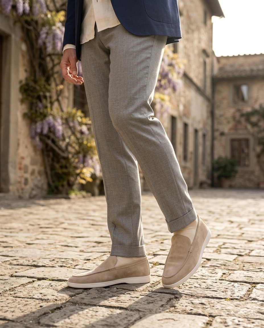 Nathaniel Men's Leather Slip-On Loafers in Beige