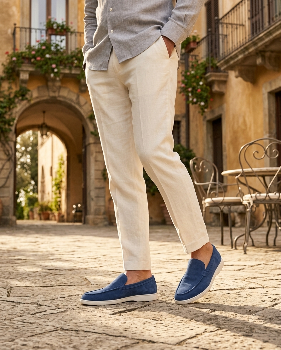 Nathaniel Men's Leather Slip-On Loafers in Dark Blue