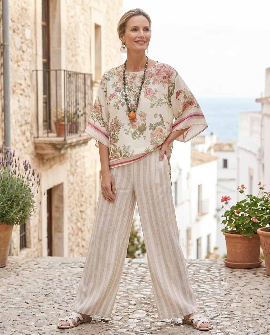 Maribel | Women's Striped Wide-Leg Two-Piece Set