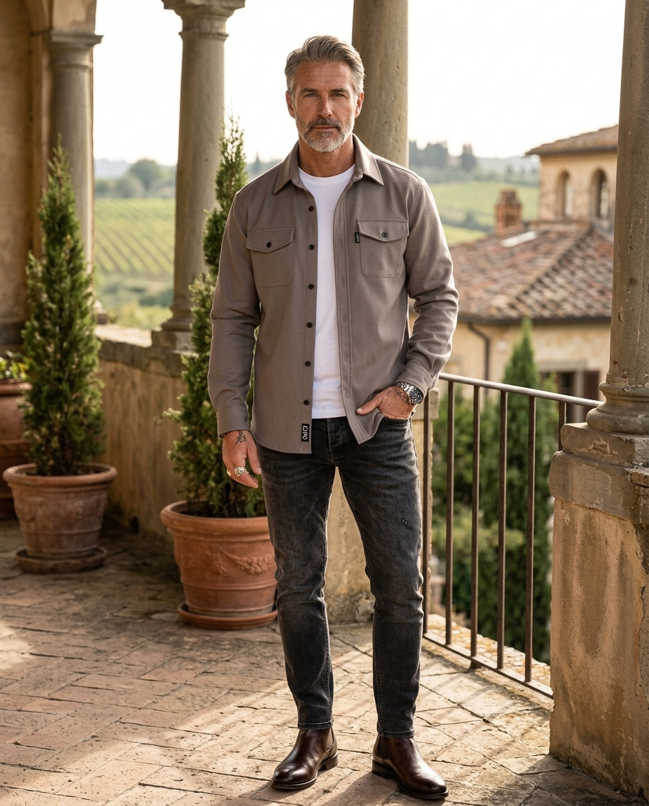 Oswald Men's Overshirt Jacket in Grey