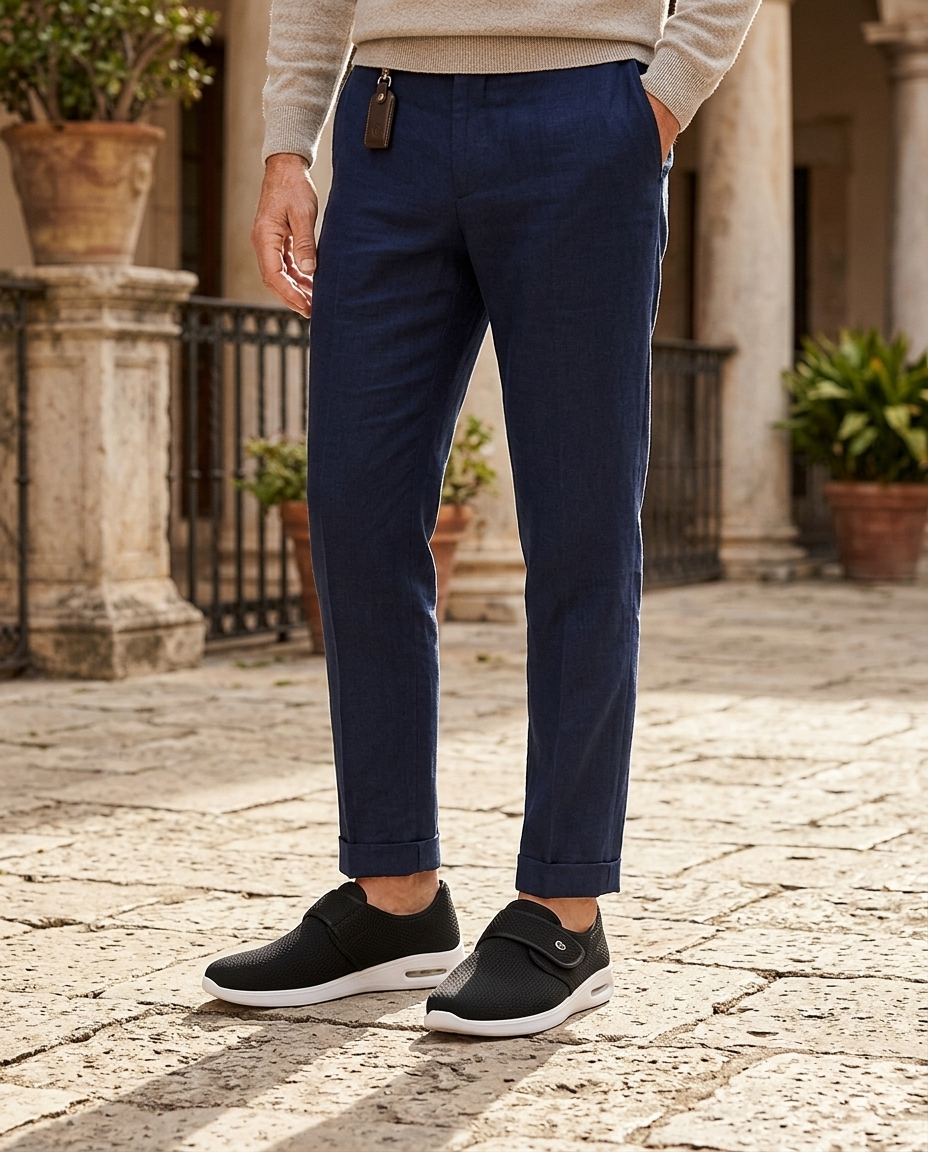 Vincent Men's Touch-Strap Slip On Loafers in Black
