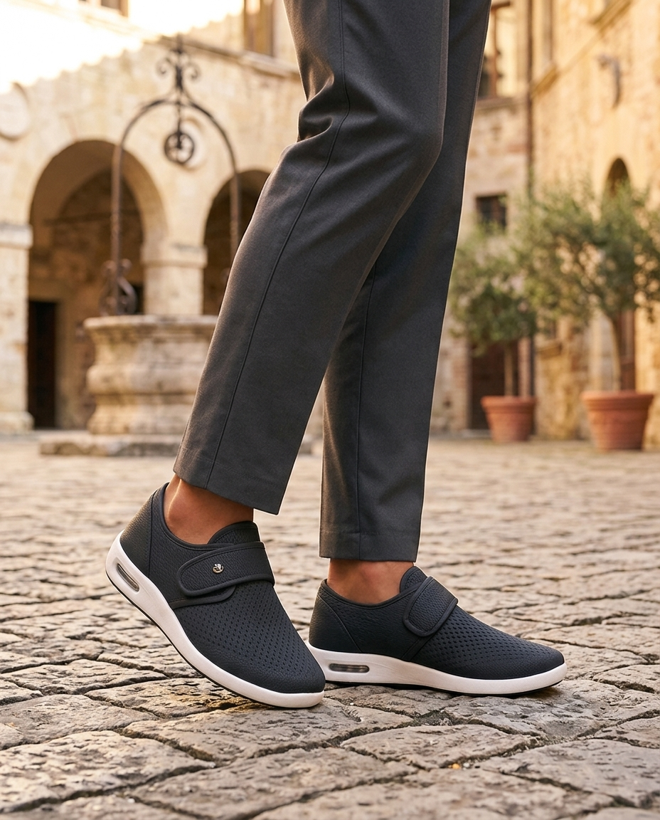 Vincent Men's Touch-Strap Slip On Loafers in Grey