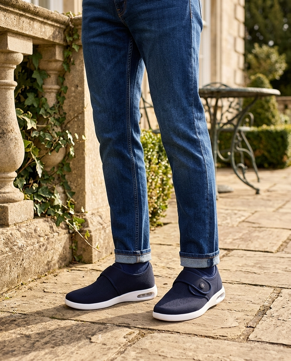 Vincent Men's Touch-Strap Slip On Loafers in Blue