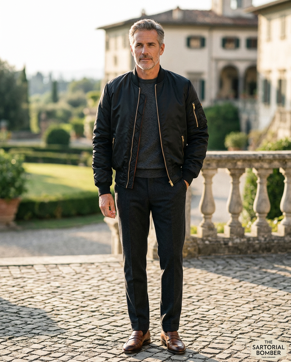 Reginald Men's Quilted-Lined Bomber Jacket in Black