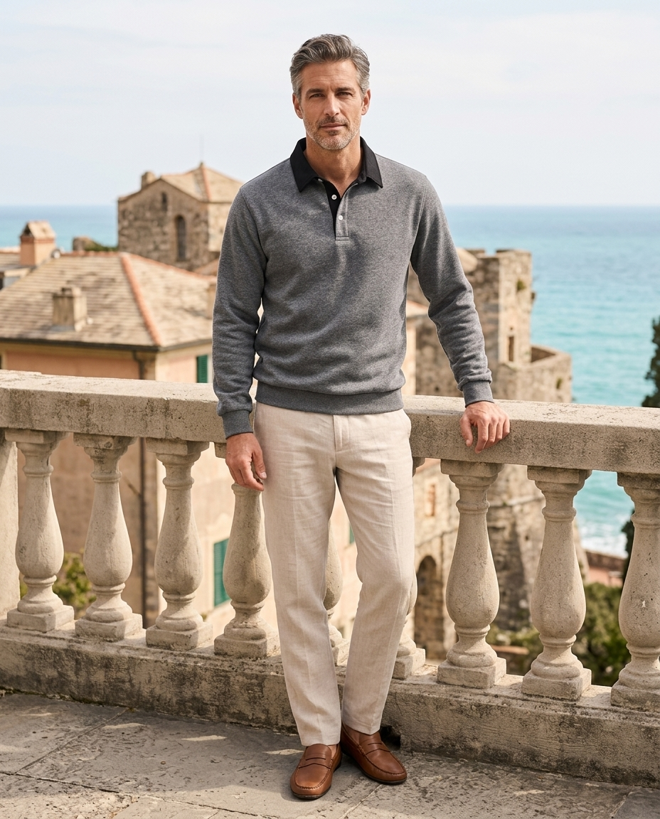 Chris | Men Long Sleeve Classic Collar Polo Shirt