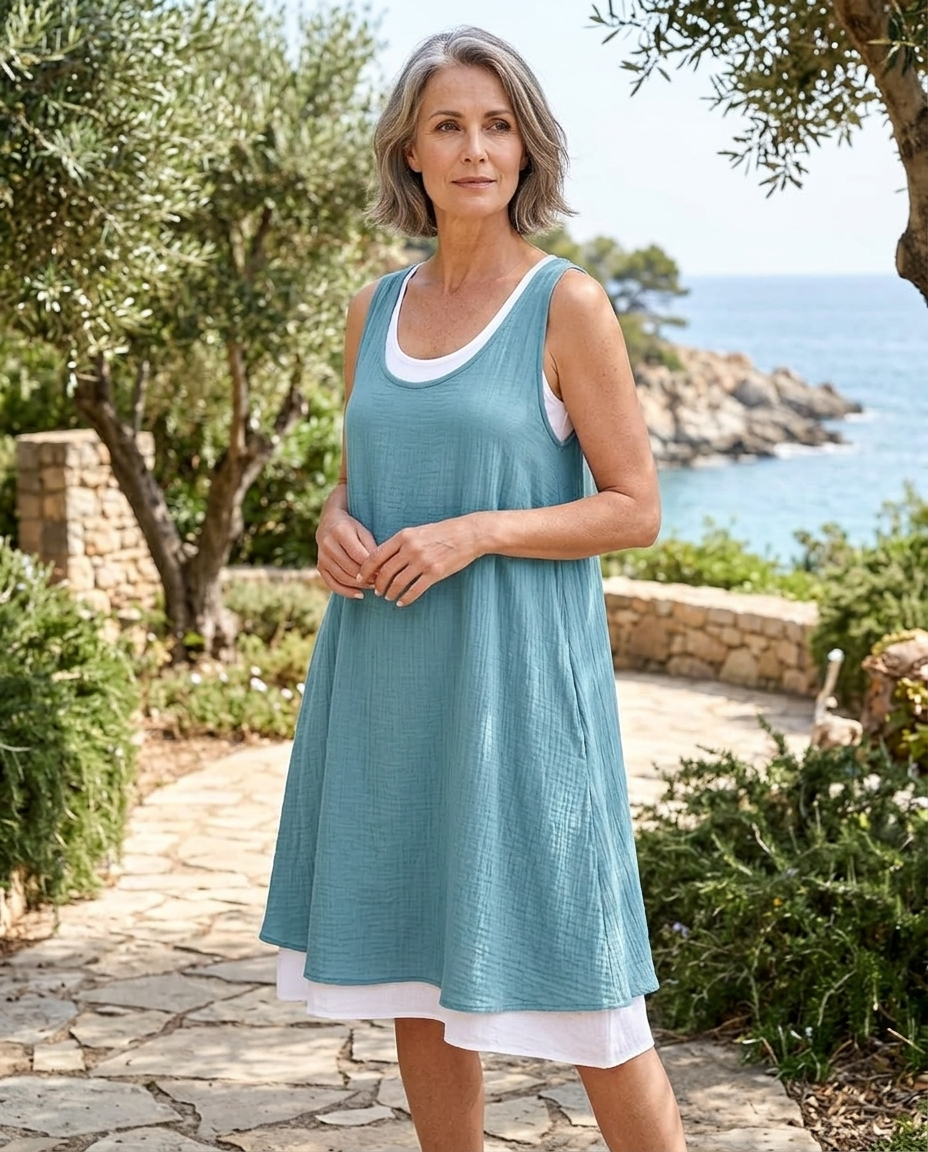 Imogen | Women's Sleeveless Scoop Neck Layered Mini Dress
